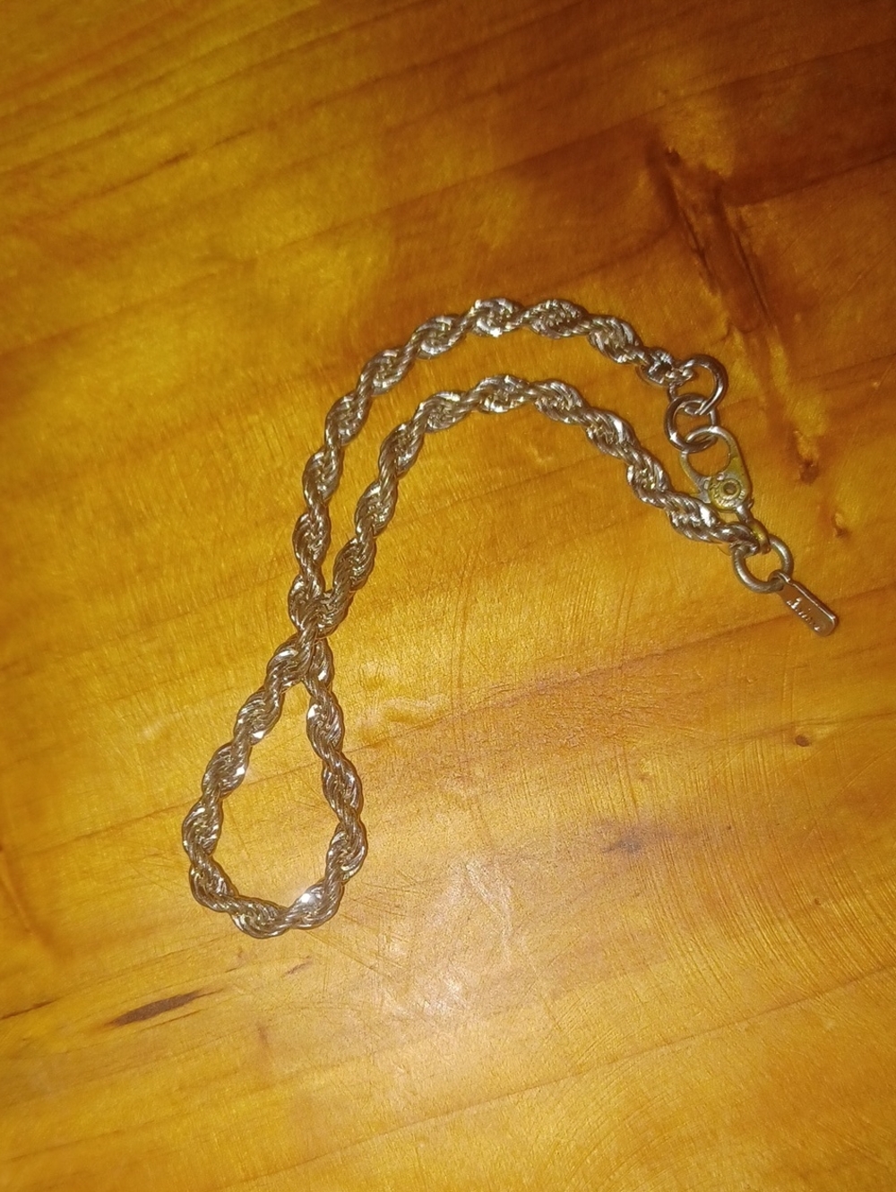 VTG 1970s Monet Silver Tone Rope Chain Bracelet 7.5